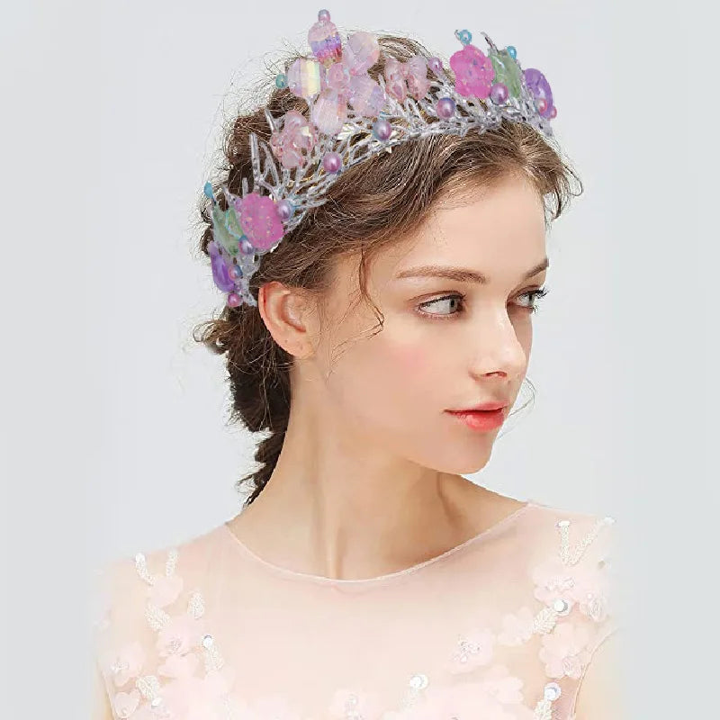 Handmade Mermaid Fish Crown Ocean Style Costume Seashell Starfish Hair Accessories for Women Girls Princess Birthday Party Tiara