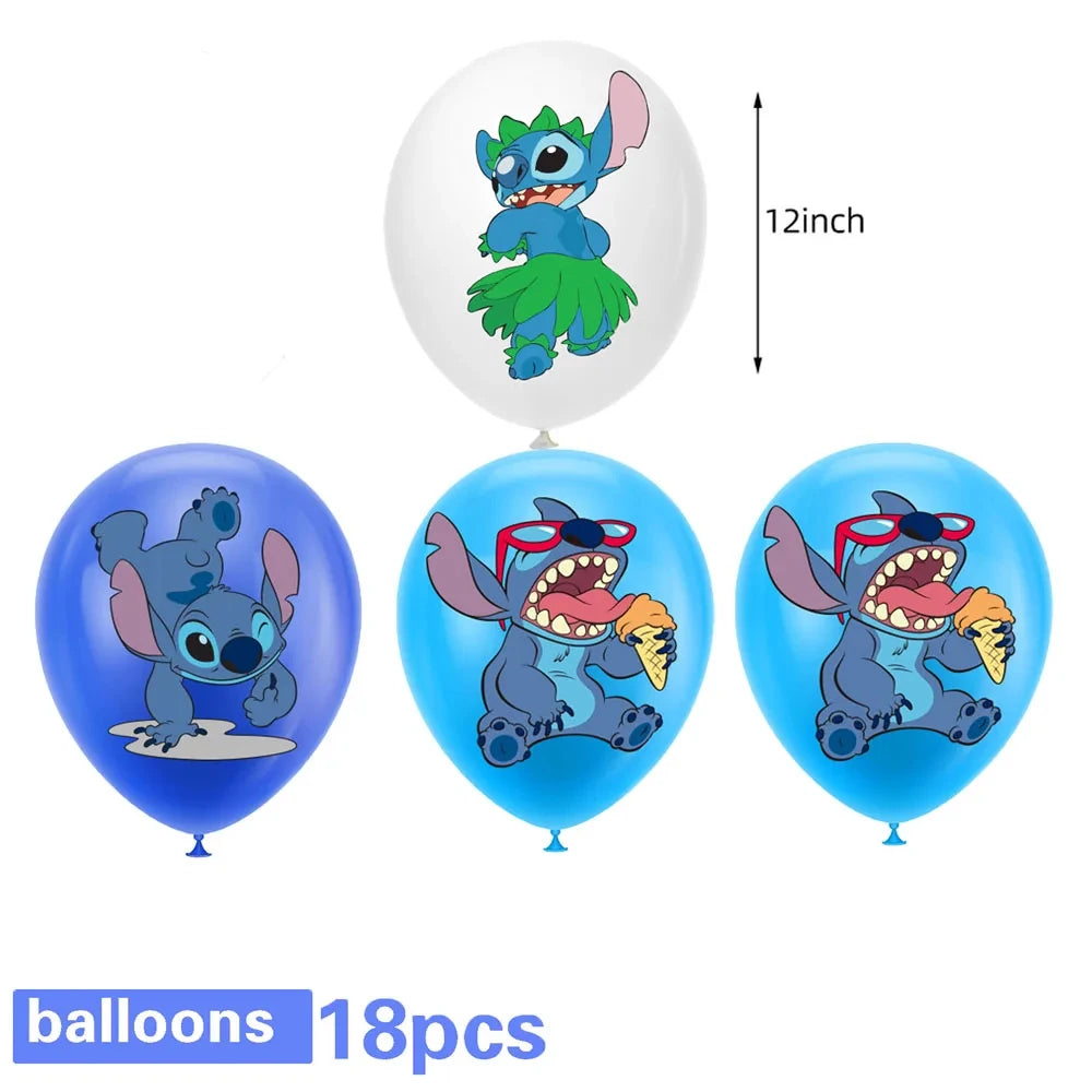 Lilo & Stitch Birthday Party Decorations Stitch Foil Balloons Disposable Tableware Set Backdrop Plate Napkin Kids Party Supplies