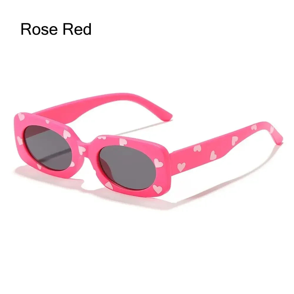 UV400 Heart Print Children Sunglasses Cute 2-8 Years Sun Protection Eyewear Kids Rectangular Sun Glasses