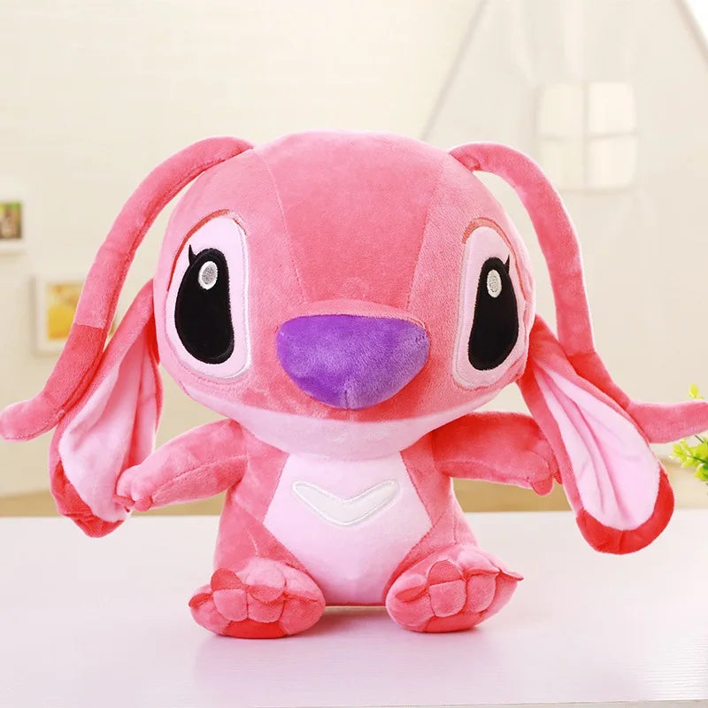 New Blue Pink Lilo & Stitch Hug The Duck Doll Cartoon Angel Plush Toy Cute Anime Soft Stuffed Kawaii Children's Birthday Gift