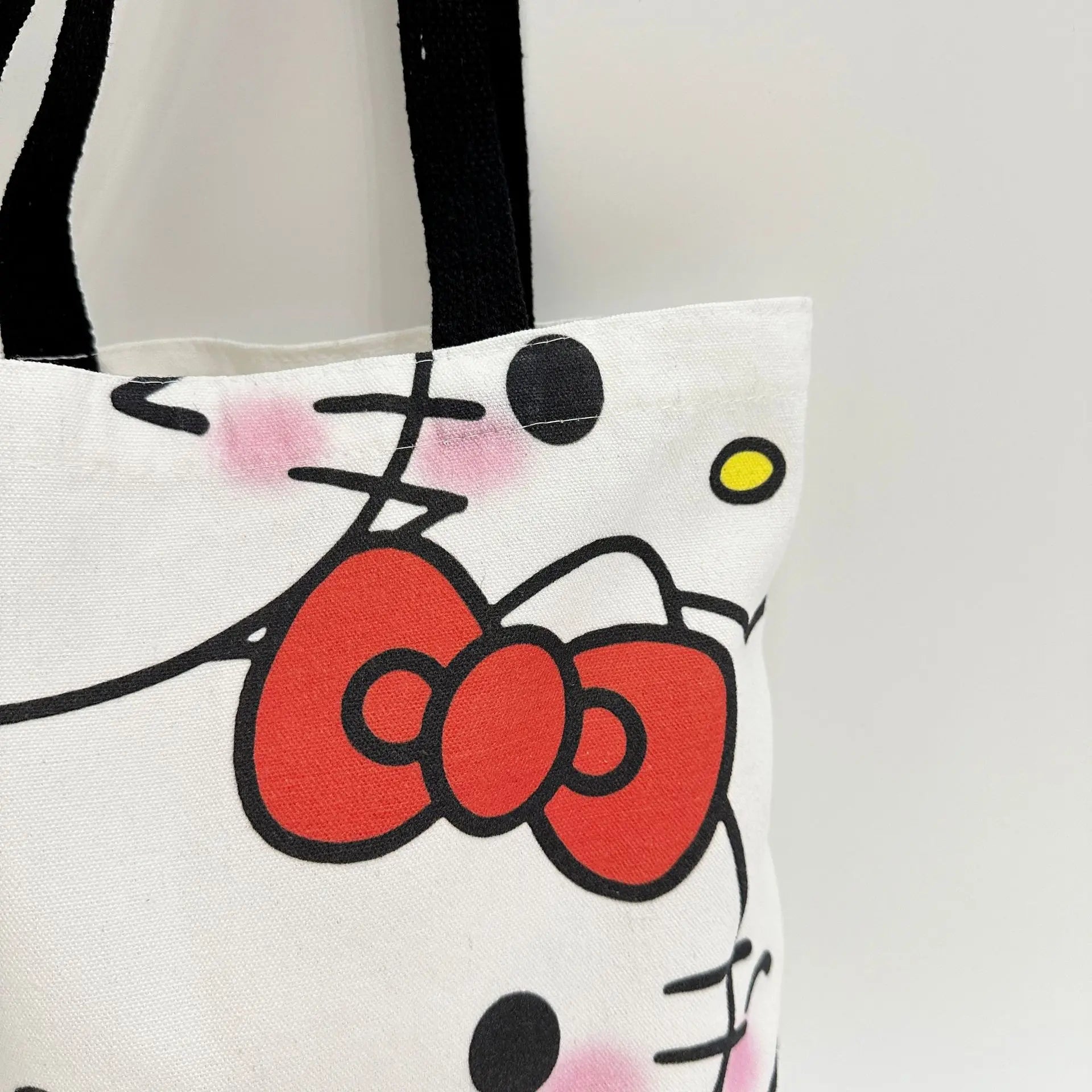 Anime Sanrio Hello Kitty Canvas Bag Zippered Student Book Large Capacity Class Tote Bag Shopping Student Girl Birthday Gifts