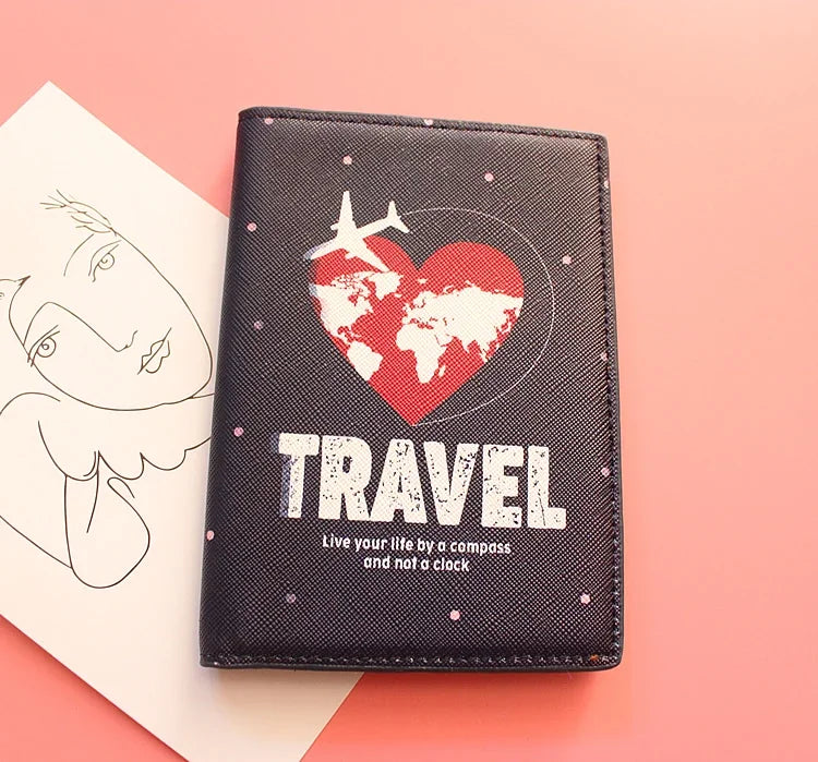 Fashion Men Women Travel Leather Passport Holder Card Case Protector Cover Floral Wallet Bags Flower Passport Cover for girls