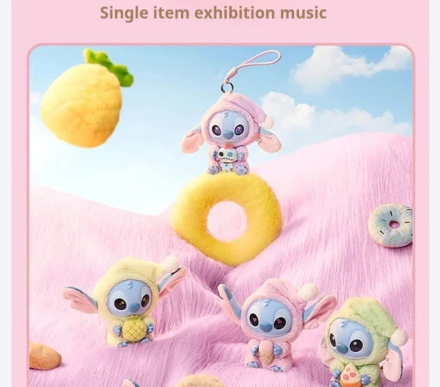 Miniso Stitch Eat Something Before Sleep Series Blind Box Plush Vinyl Toys Cute Doll Replica Mystery Box Bag Pendant Decor Gift