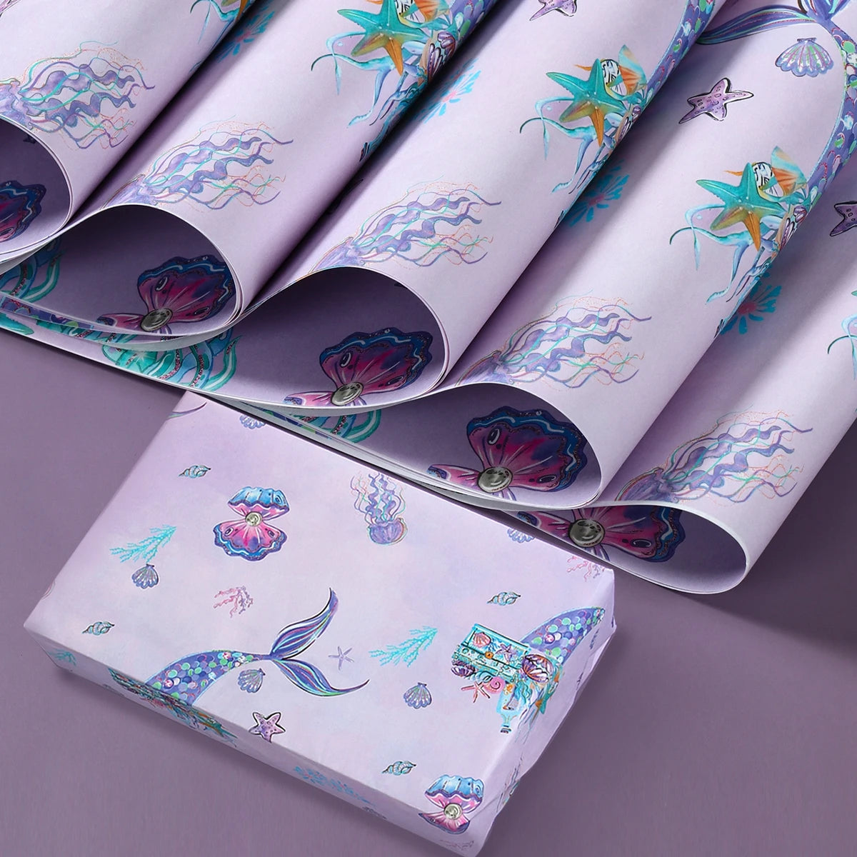 Mermaid DIY Gift Wrapping Paper Mermaid Theme Birthday Party Decor Kids Girl Baby Shower Wedding Party Gift Decor Supplies