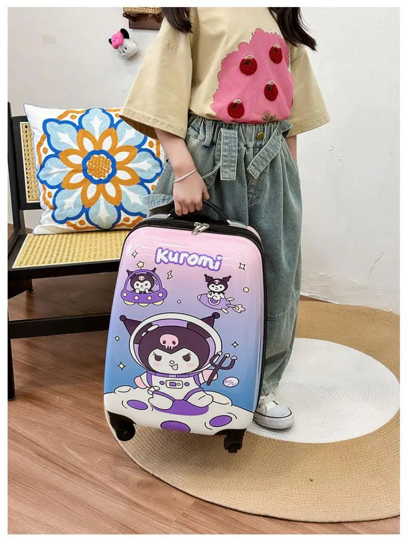 New 18-Inch Suitcase Kawaii Kuromi Kids Trolley Case Student Cartoon Luggage Girls Travel Portable Boarding Case Kids Toys Gift