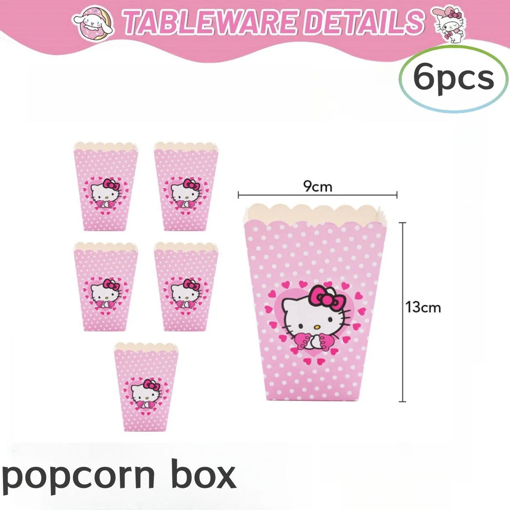Hello Kitty Birthday Party Decorations Kawaii Cat Tableware Plate Tablecloth Baby Shower DIY stickers Girls Gifts Party Supplies