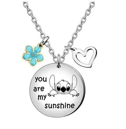 Lilo & Stitch Cartoon Metal Necklace Pendant Necklaces Characters Kids Gifts for Women Jewelry Children's Necklace Toy