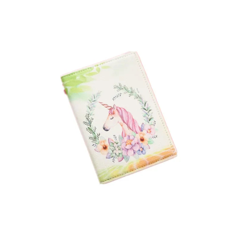 Lovely unicorn girl travel abroad passport bag protective cover waterproof  credit card holder minimalist wallet card wallet