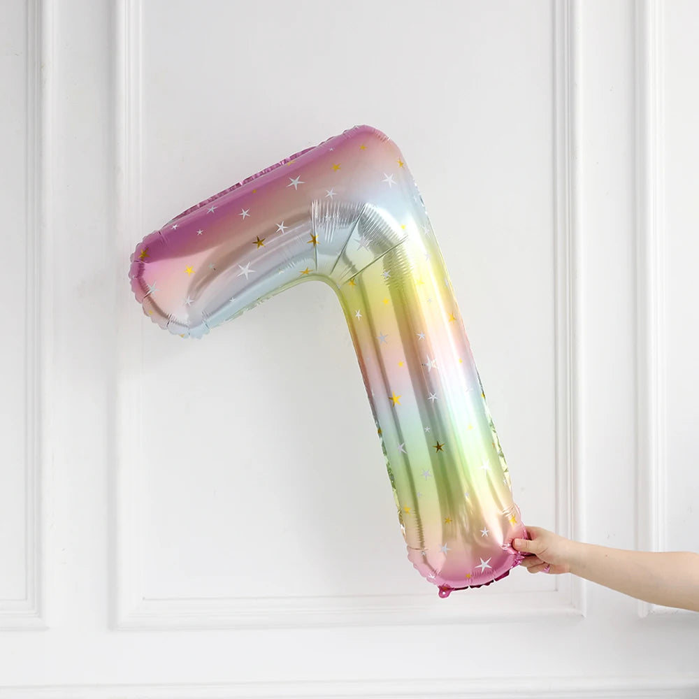 Large Rainbow Unicorn Helium Balloons 40inch Number Foil Balloons Unicorn Theme Birthday Girl Boy Party Decoration Baby Shower