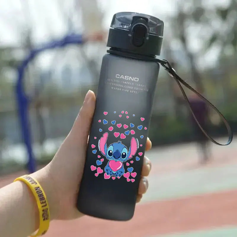 Lilo&Stitch 560/600/400ML Water Cup Children Portable Plastic Transparent Straw Stitch Outdoor Large Capacity Sport Water Bottle