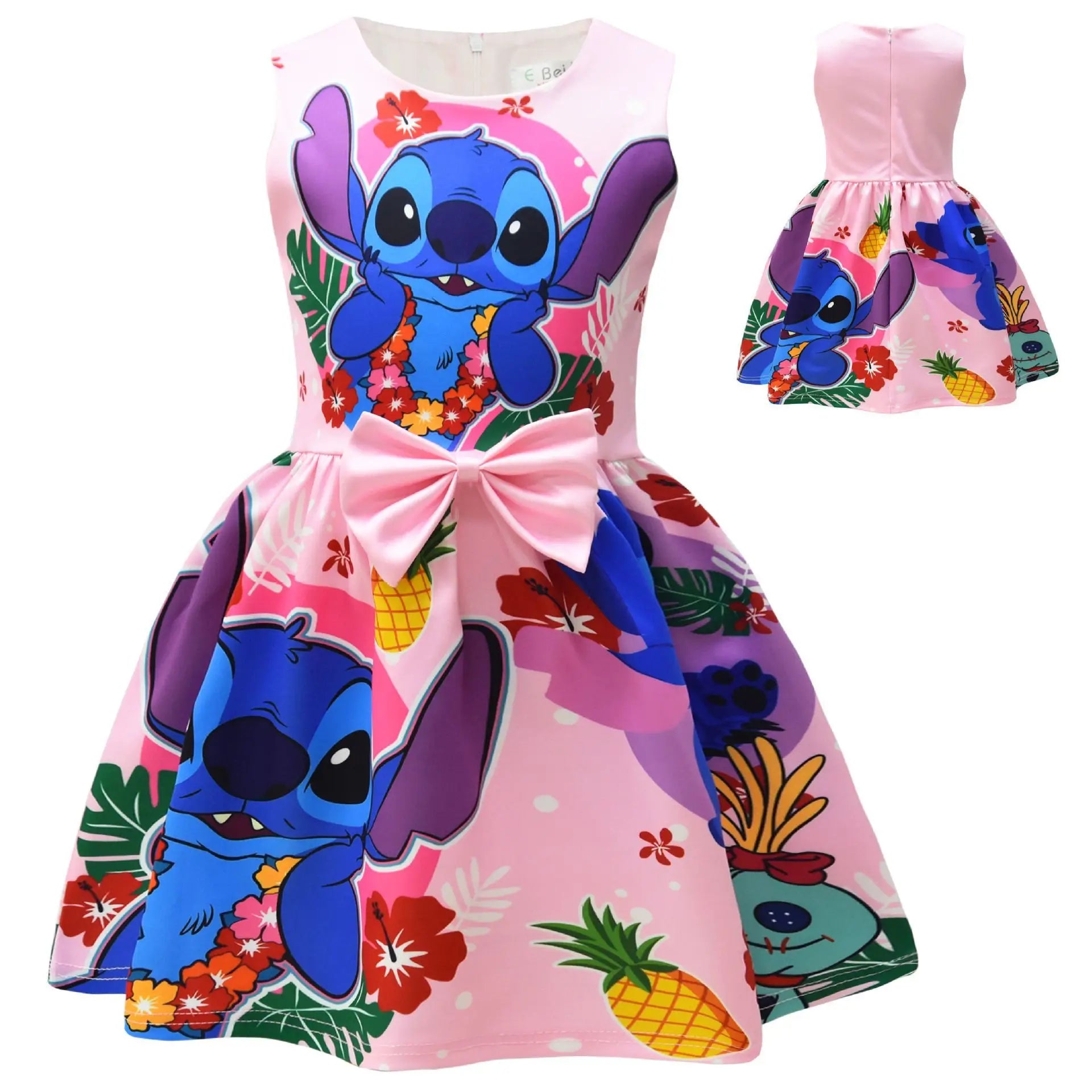 Lilo & Stitch Girls Dress Cute Cartoon Fashion Kids Holiday Cosplay Dress Girl Summer Stitch Princess Dress Birthday Gift