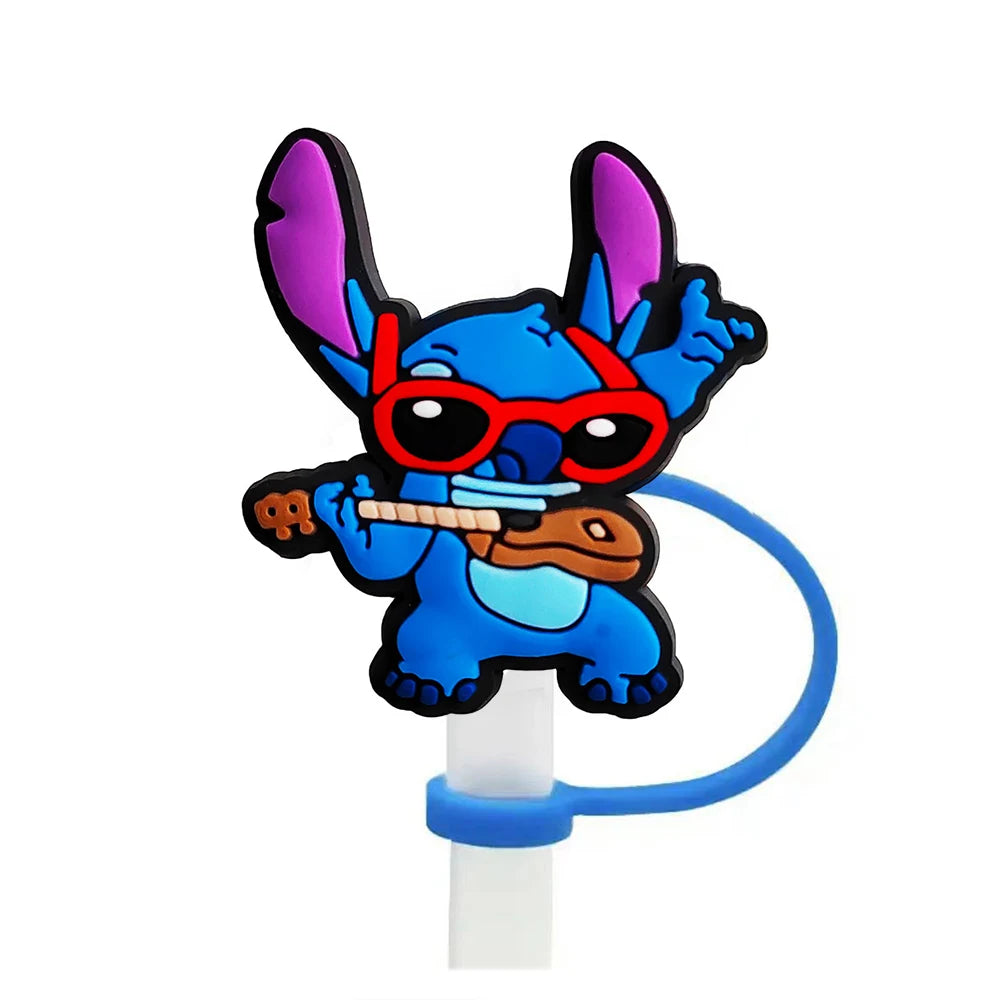 Cute Stitch Cartoon Silicone Straw Covers For Water Glass Bottle Drinking Dust Cap Straw Tips Cover Cup Accessories For 10mm