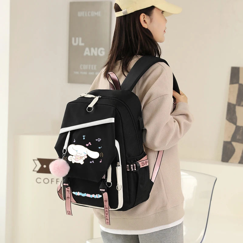Sanrio Kuromi Cinnamoroll Backpack Teenager Student Rucksack Girl Boy Kids Anime Knapsack Women Cute Cartoon Bag Travel Mochilas