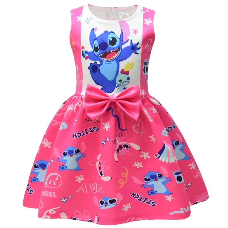 Lilo and Stitch Baby Girls Lilo Stitch Cosplay Princess Dress Kids Birthday Christmas Party Costume Summer Clothes Bow Sundress