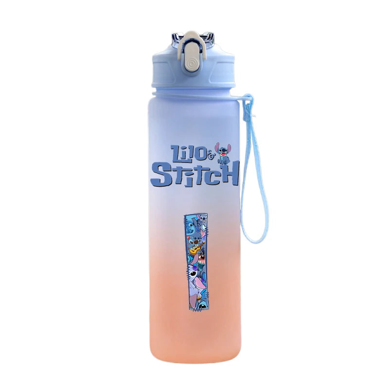 750ml Letter A-Z Printed Lilo Stitch Water Bottle Anime Large Capacity Drinking Cup Portable Outdoor Sports Water Cup kid Gift