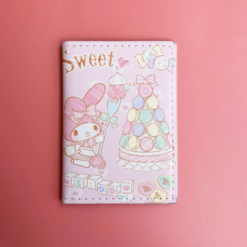 Sanrio MY Melody Passport Cover Girls Travel Passport Holder PU Leather Function Business Card Case For Women ID Card Holder