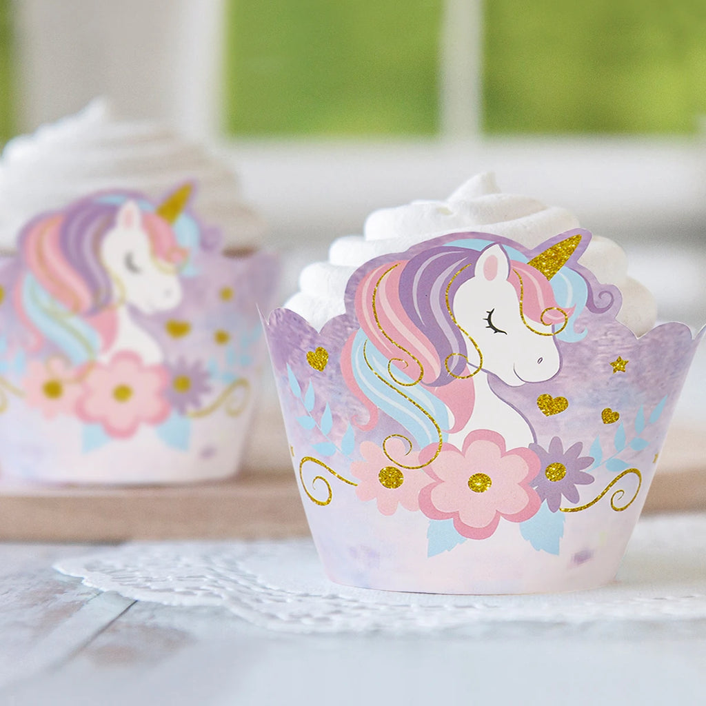 6pcs Rainbow Unicorn Cupcake Wrappers Cake Container Unicorn Birthday Party Cake Decorations Baby Shower Unicorn Party Supplies