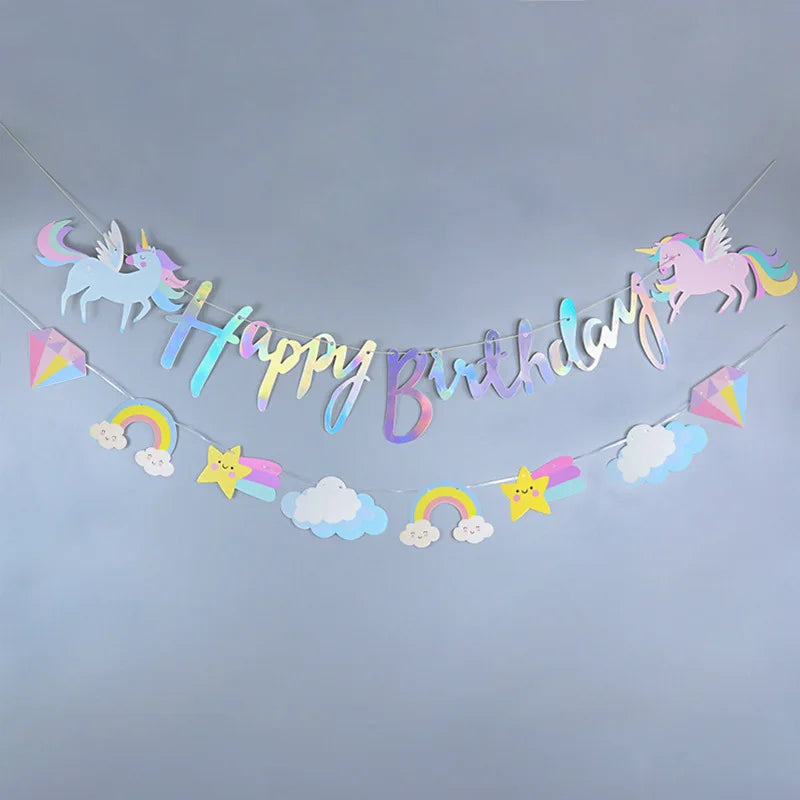 Unicorn Party Banner Garland standing Unicorn Balloon Kids girls Birthday Decoration Banner Baby Shower Unicorn party decoration