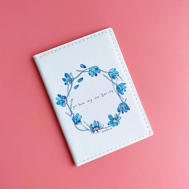 Flower and Plants Passport Cover PU Leather Travel Passport Holder for Girls Business Card Case Plane Ticket Card Holders Women