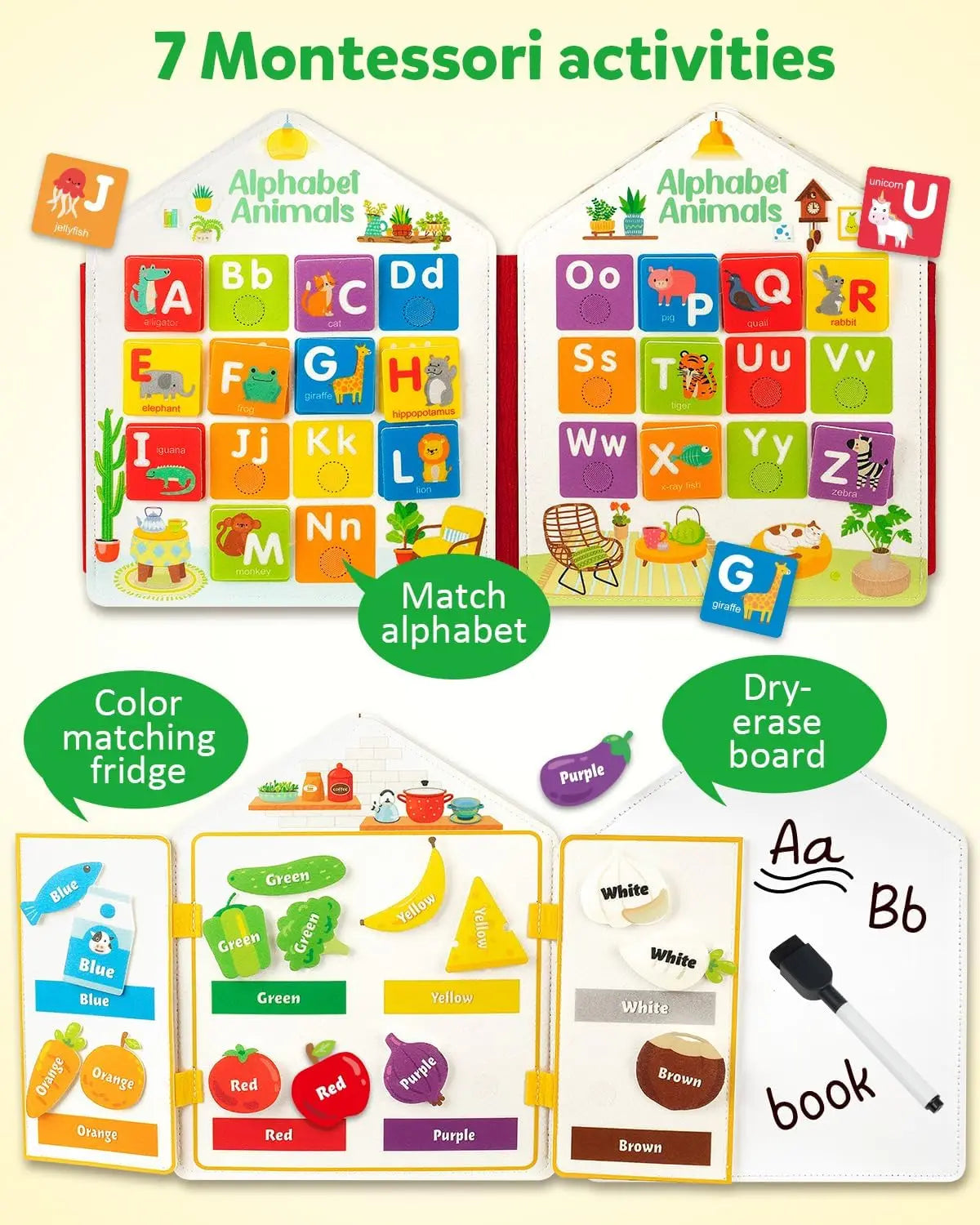 Toddler Felt Montessori Busy Book Activity Sensory Boards Fine Motor Skill Quiet Book Toys Preschool Learning Educational Gift