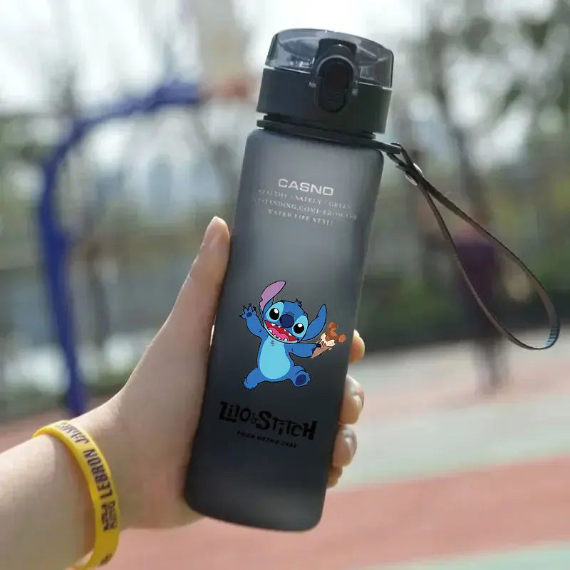 Lilo&Stitch 560/600/400ML Water Cup Children Portable Plastic Transparent Straw Stitch Outdoor Large Capacity Sport Water Bottle