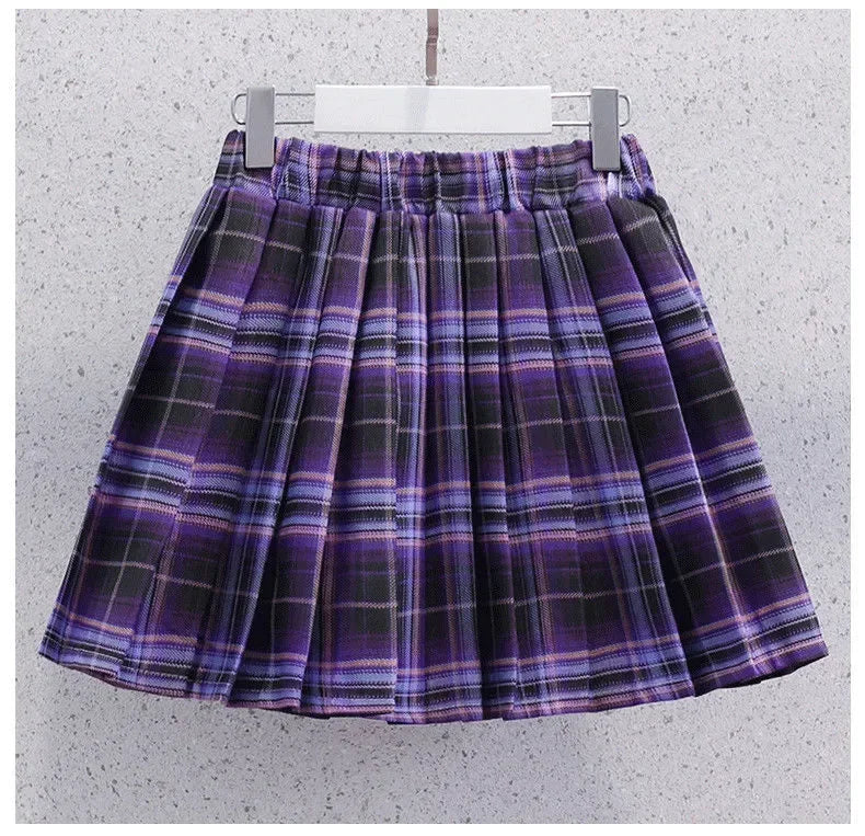 Sanrio Kuromi Kawaii Girls College Style T-shirt Skirt Suit Summer Clothes New Girl Suit Children's Clothes Style Pleated Skirt