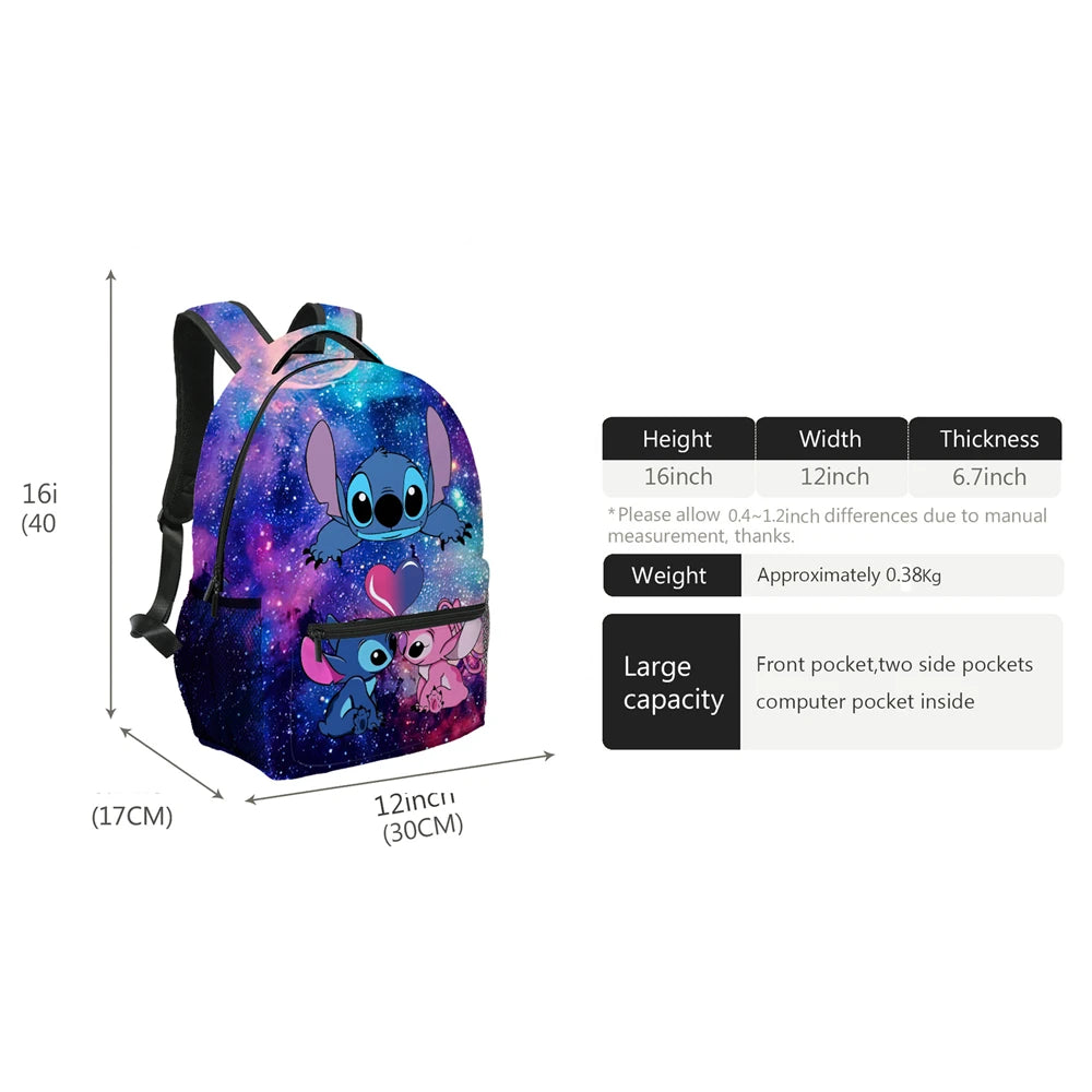 MINISO Lilo & Stitch Angel Cosplay Costume Backpack Computer School Bag Xmas Gift