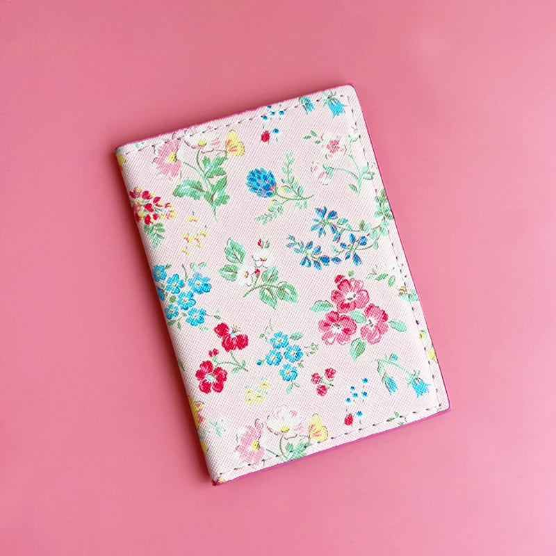Flower and Plants Passport Cover PU Leather Travel Passport Holder for Girls Business Card Case Plane Ticket Card Holders Women