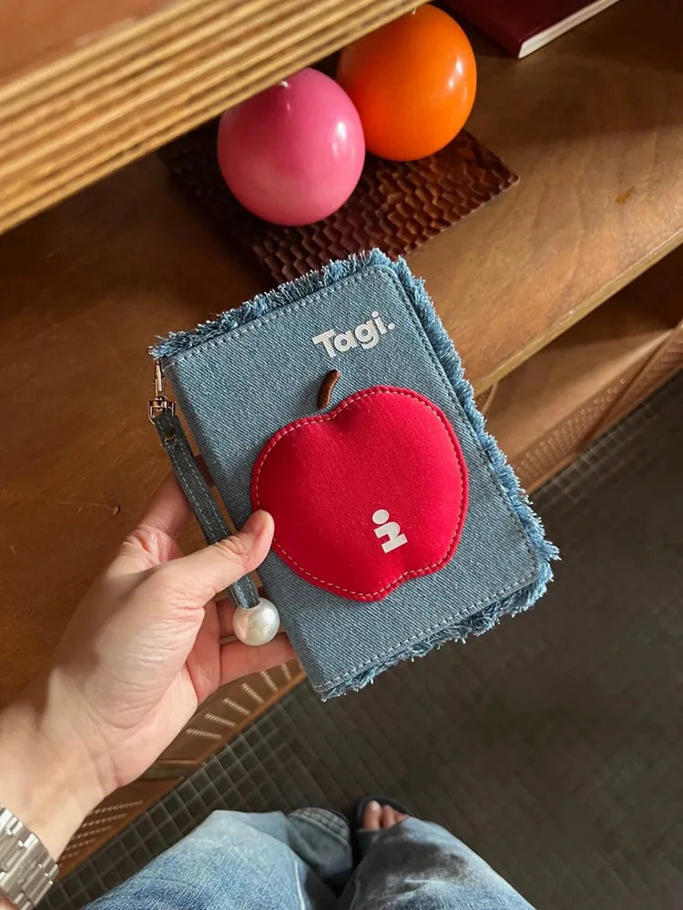 For ladies Portable Creative New Travel Passport Holder Canvas Denim Travel Passport Wallet Multi-function Cute Girls CardHolder