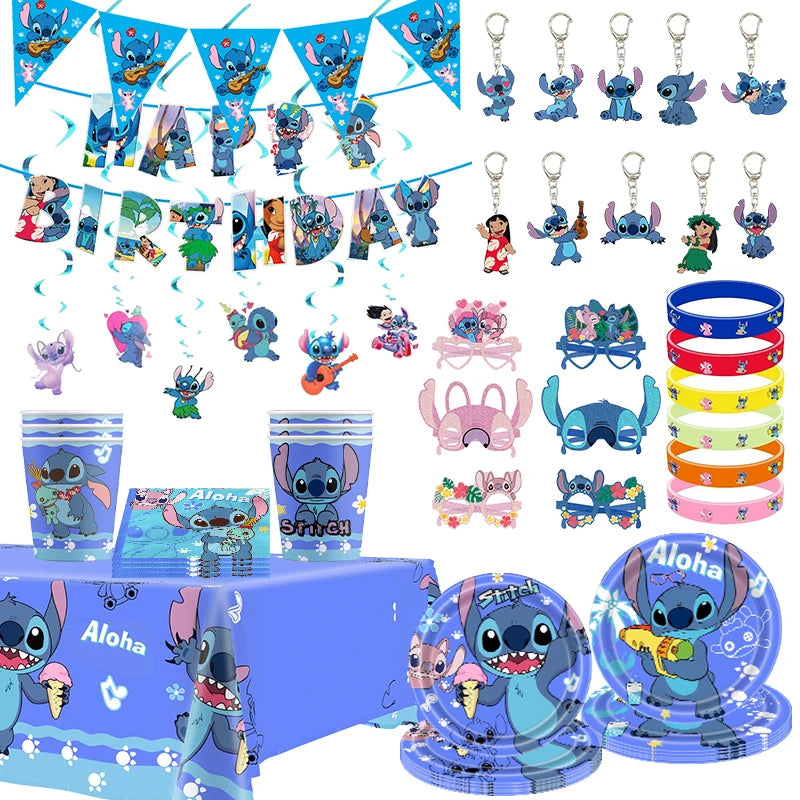Stitch Party Supplies For Child Lilo And Stitch Birthday Party Decorations Balloons Banner Tablecloth Backdrop Tableware