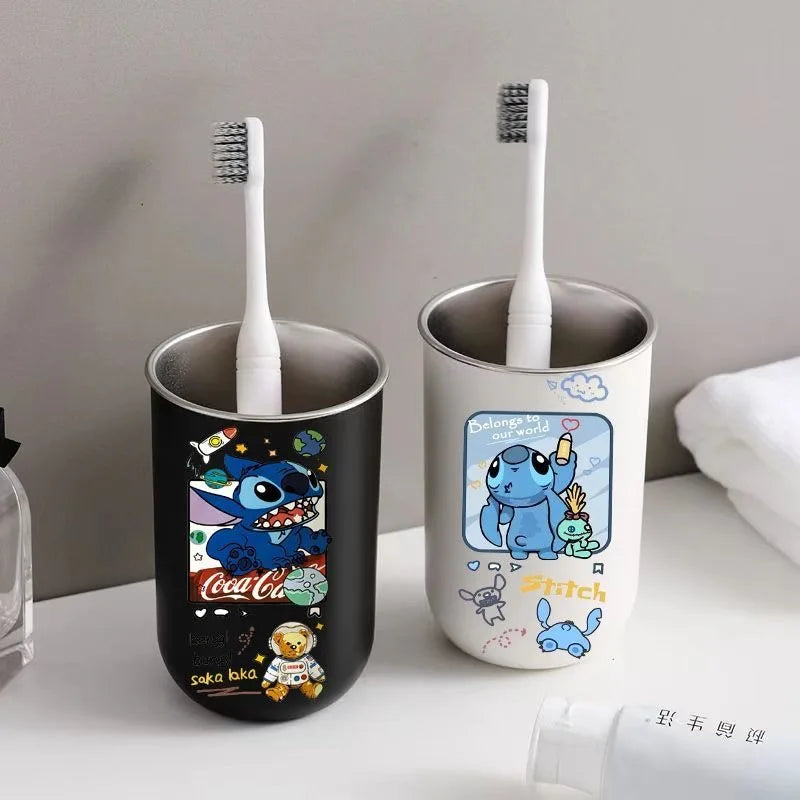 New Lilo & Stitch Cartoon Animation Creative Stainless Steel Mouthwash Cup Fashionable Personality High-Looking Toothbrush Cup
