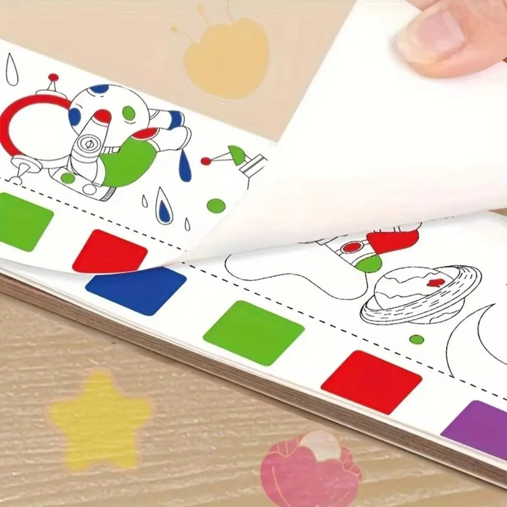 New 12 Pages Watercolor Coloring Book DIY Handcrafted Coloring Painting Book Portable With Painting Brush Mini Paint Pad Gift
