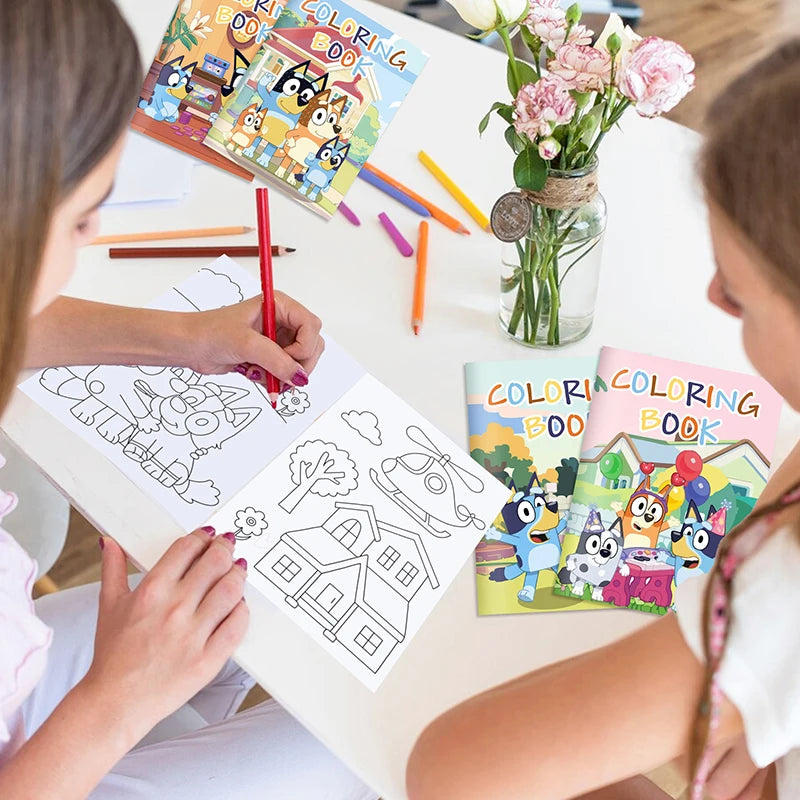 Bluey And Bingo Diy Coloring Drawing Book Anime Cartoon Color Graffiti Painting Book Education Puzzle Toys For Kids