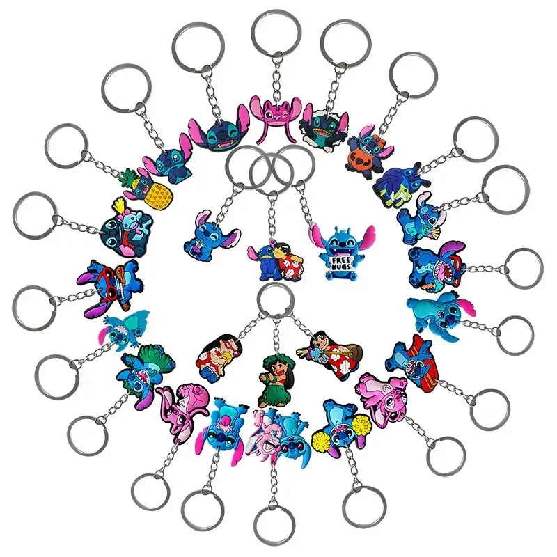 10pcs Lilo &Stitch Keychains for Kids Birthday Party Decoration Gift Bag Fillers Stuffer School Carnival Reward Party Supplies