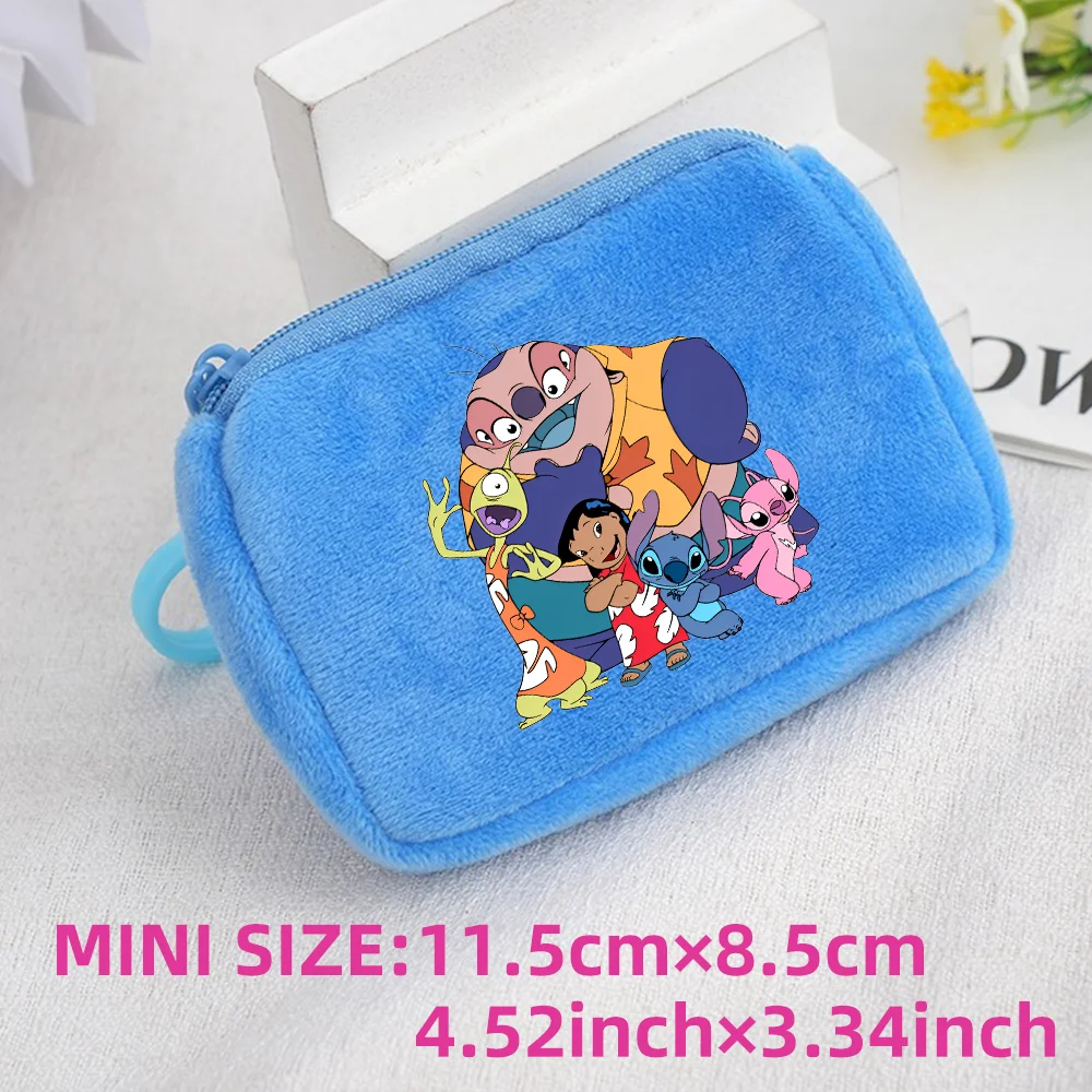 Lilo Stitch Kids Anime Plush Coin Purse Girls Boys Cute Mini Wallet Cartoon Moneybag Kids Storage Bag Pendant Birthday Gifts