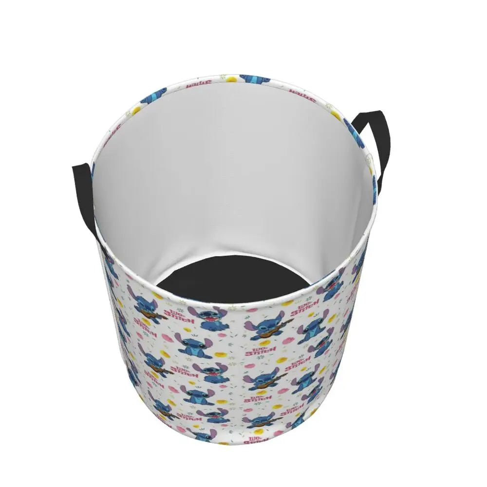 Customized SLilo And Stitch Cartoon Laundry Hamper Large Storage Basket Anime Kids Nursery Toy Organizer