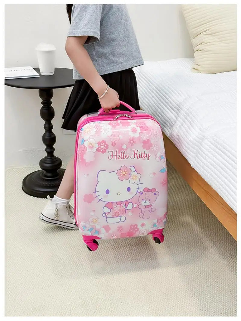 New 18-Inch Suitcase Kawaii Kuromi Kids Trolley Case Student Cartoon Luggage Girls Travel Portable Boarding Case Kids Toys Gift