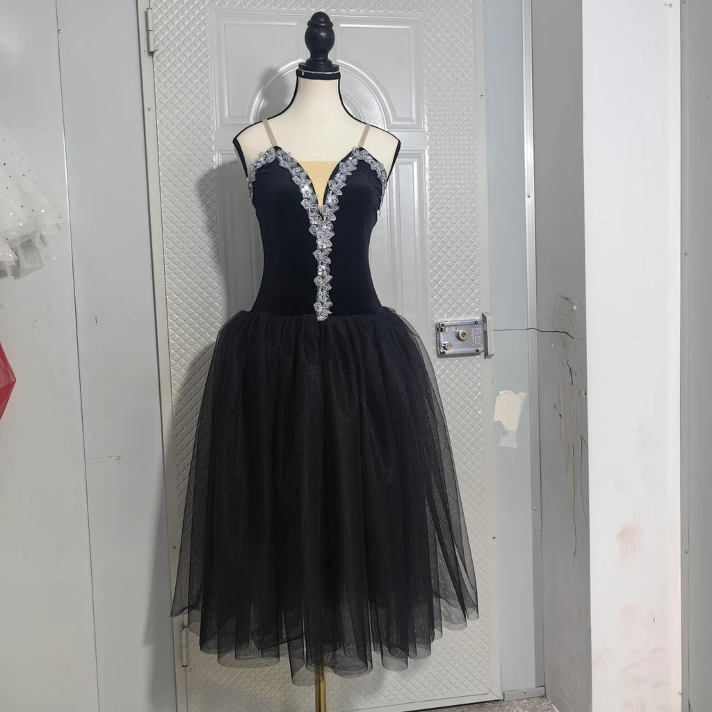 Blue Ballet Tutu Skirts Performance Costumes Princess Dance Practice Long Romantic Dress