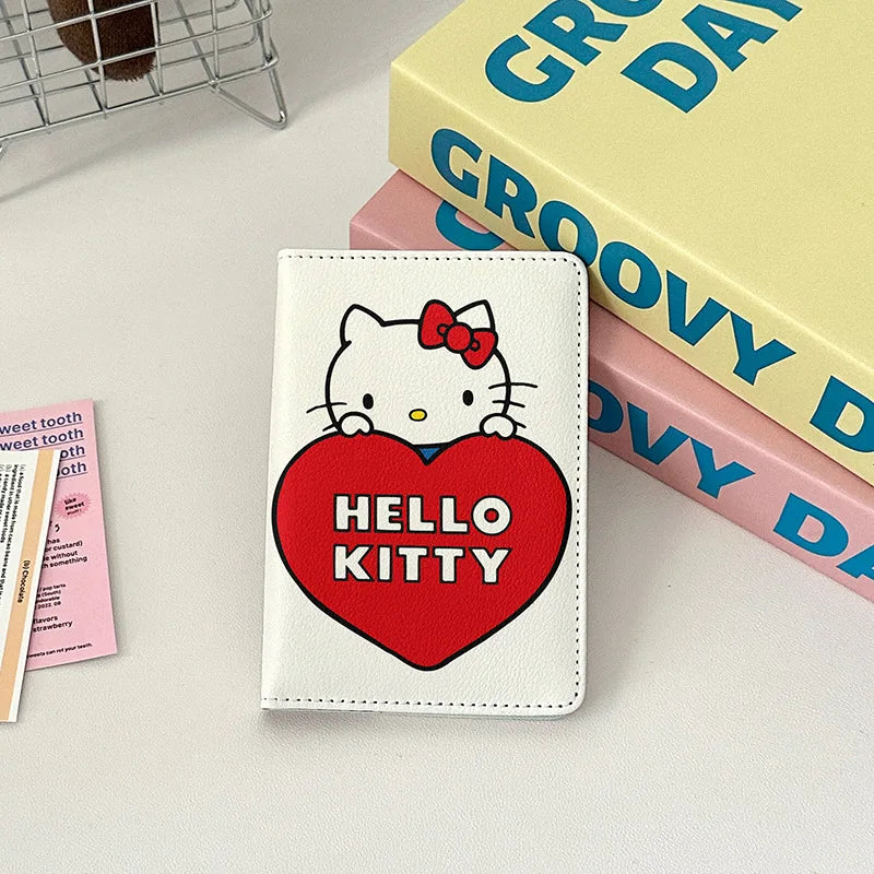 Sanrio Hello Kitty Travel Passport Cover Women Girls Passport Credit Card Holder PU Cartoon Organizer Case Passport Wallet Gift