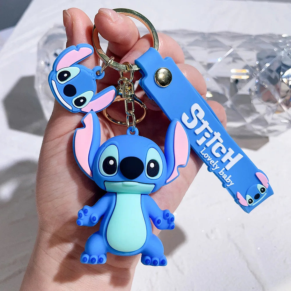 Lilo & Stitch Toys Keychian Anime Stitch Pendant Keychain Sweet Pink Angel Keychians Women Car Keyring Girl Birthday Gift
