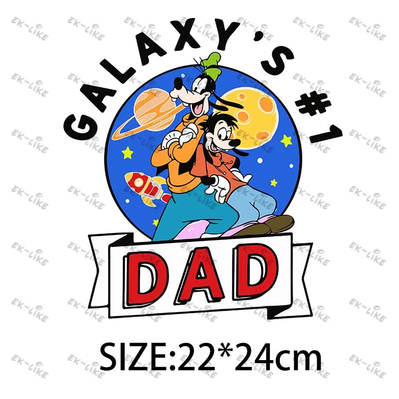 Dad Squad King Lion Toy Story Mickey Stitch Happy Father's Day Iron on Picture on Clothes Strong viscosity Diy Craft