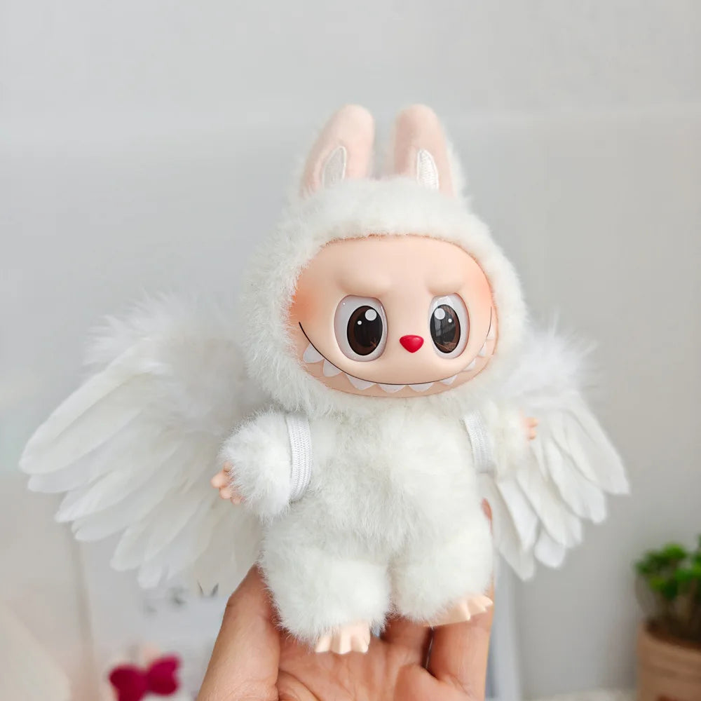 Doll Clothes Outfit Accessories for 15-17cm Labubu Black White Angel Feather Wings DIY Mini Dolls Clothing Girl Gift