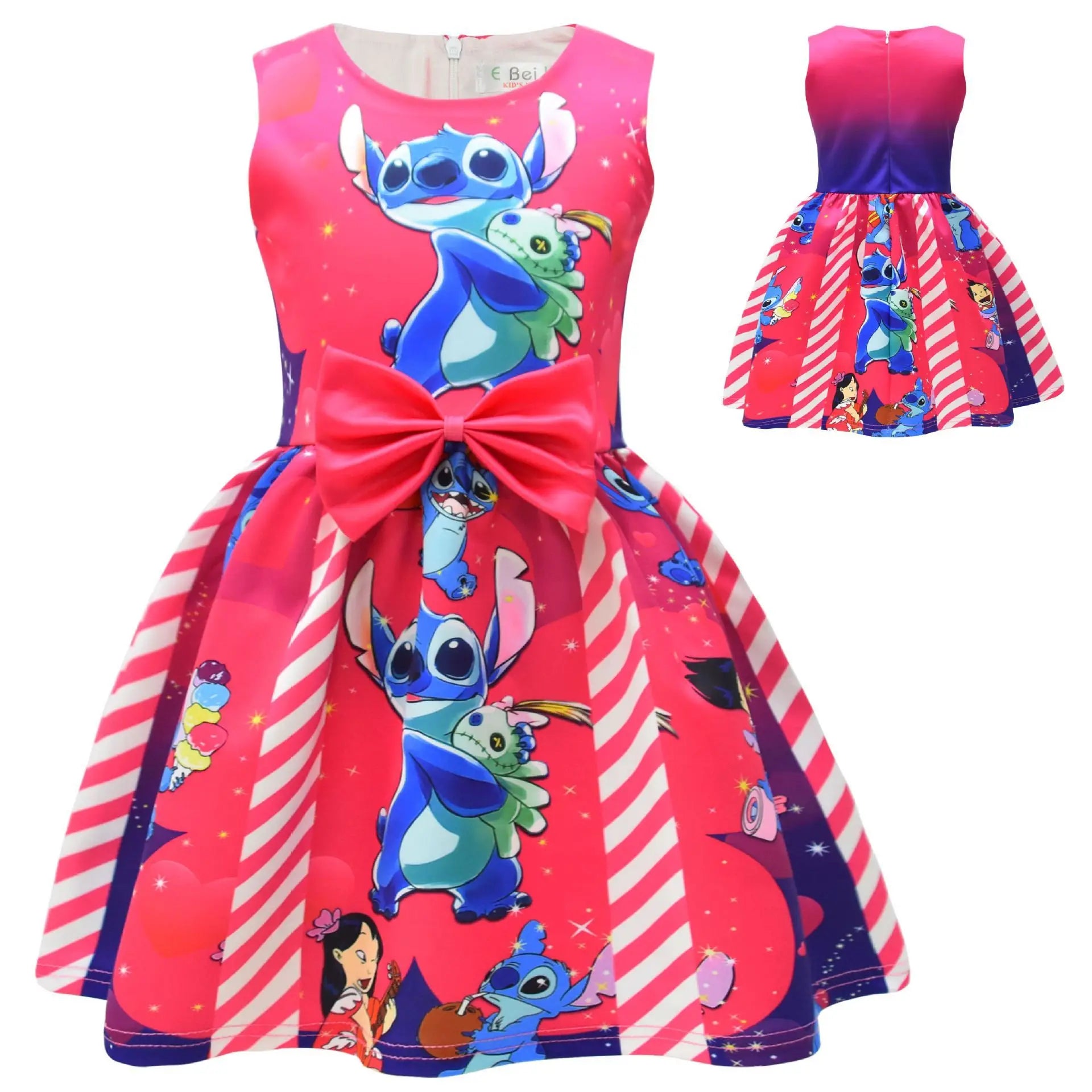 Lilo & Stitch Girls Dress Cute Cartoon Fashion Kids Holiday Cosplay Dress Girl Summer Stitch Princess Dress Birthday Gift