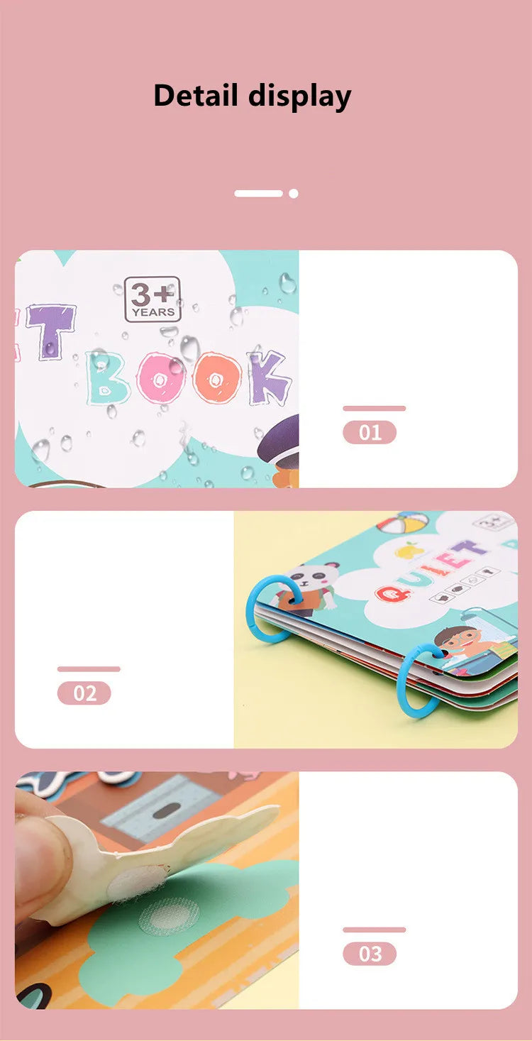 Quiet Book Educational Activity Toys Kids Repeatedly Busy Card Paste Matching Puzzle Books Cognition Baby Montessori Game