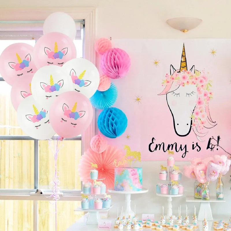 1 Set Unicorn Party Balloons Birthday Baloon Unicorn Decoration Latex Confetti Balloon Birthday Party Decoration Balloons Kids