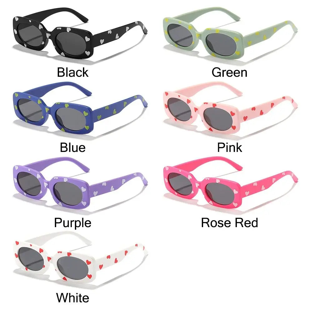 UV400 Heart Print Children Sunglasses Cute 2-8 Years Sun Protection Eyewear Kids Rectangular Sun Glasses
