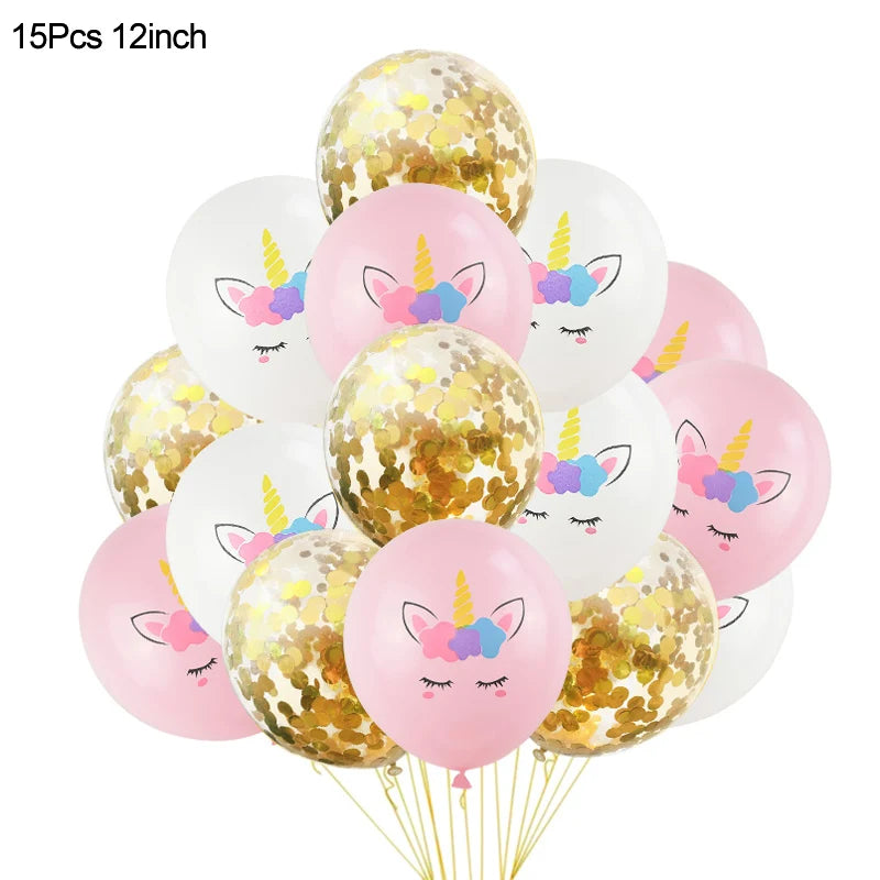 1Set Rainbow Unicorn Balloon 32 inch Number Foil Balloons 1st Kids Unicorn Theme Birthday Party Decorations Baby Shower Globos