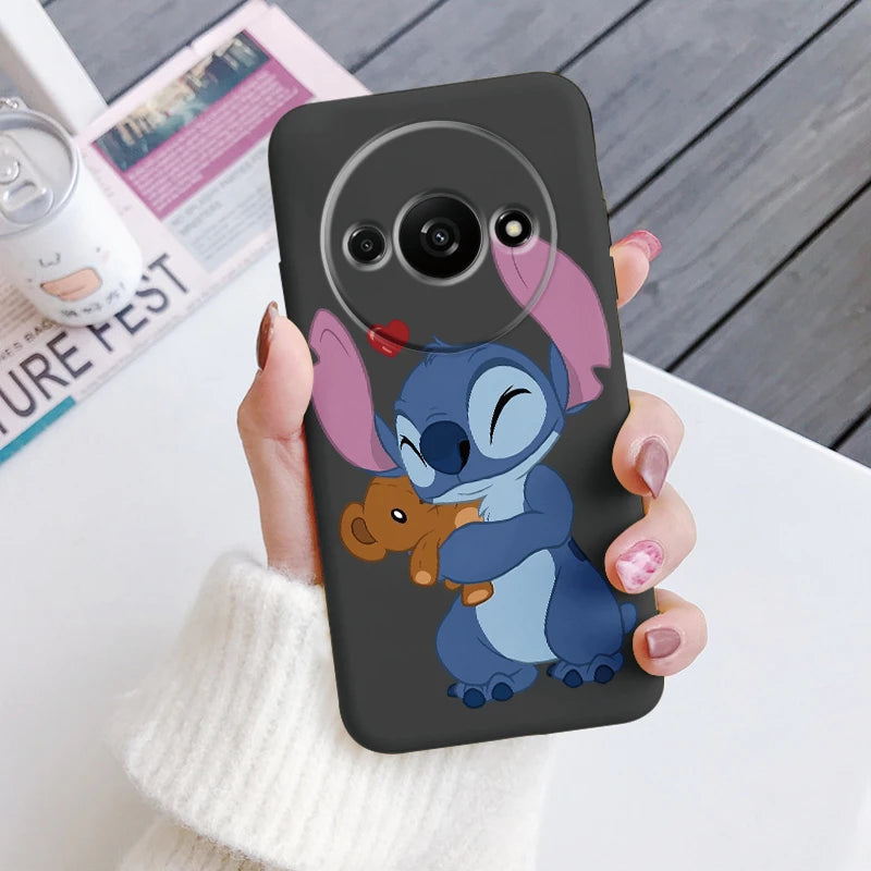 For Redmi A3 Phone Case Soft Silicone Shockproof Super cute Stitch Love?Cover For Xiaomi Redmi A3 Shell RedmiA3 A 3 Bumper Shell