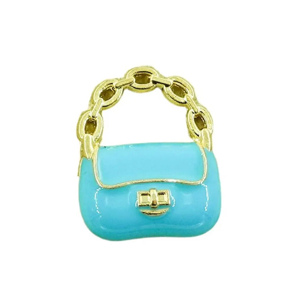 DIY Toy Dollhouse Miniature Metal Handbag Black/White Cute Doll Miniature Bag Decoration Fashion Dollhouse Mini Metal Chain Bag