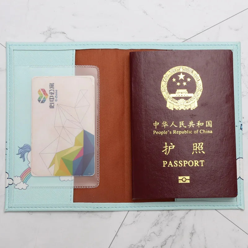Cartoon Cute Passport Holder Boy Girl Travel Wallet Soft PU Covers for Passports Card Holder